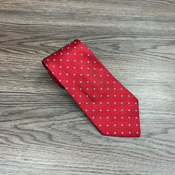 Tommy Hilfiger Other - Tommy Hilfiger Red w/ White & Blue Check Silk Tie